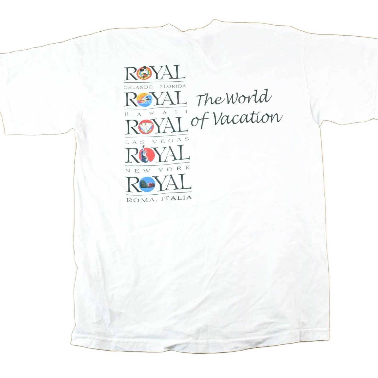 Vintage 1990s Royal Cruises The World Of Vacations Souvenir T-Shirt Mens L from propervintagecanada