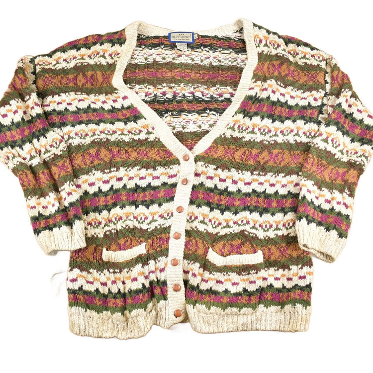Vintage 1990s Ruff Hewn Striped Knit Cardigan Sweater Men's Large from propervintagecanada