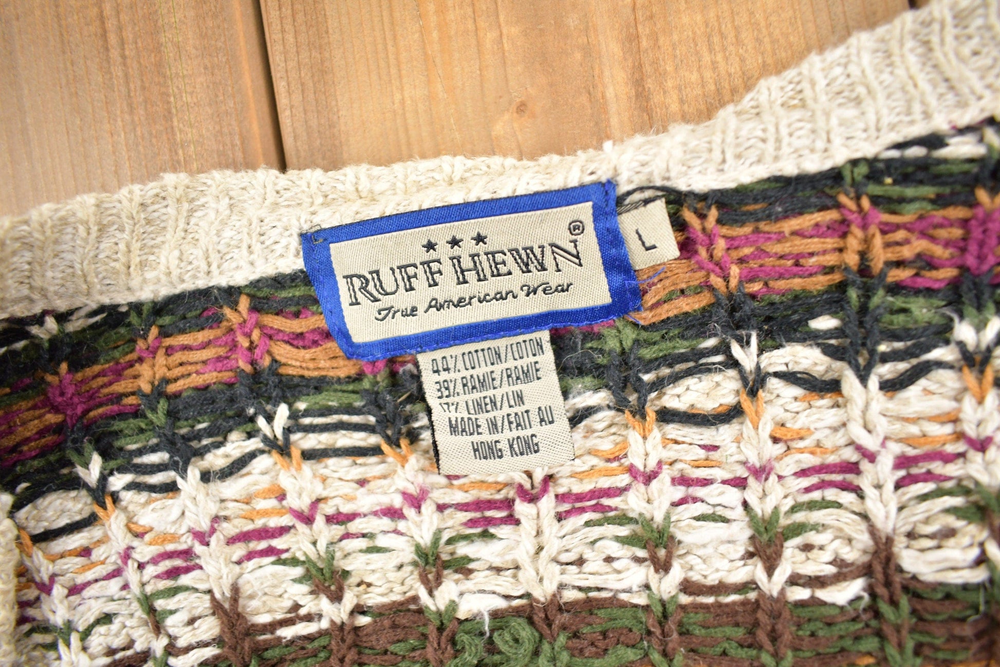 Vintage 1990s Ruff Hewn Striped Knit Cardigan Sweater Men's Large from propervintagecanada