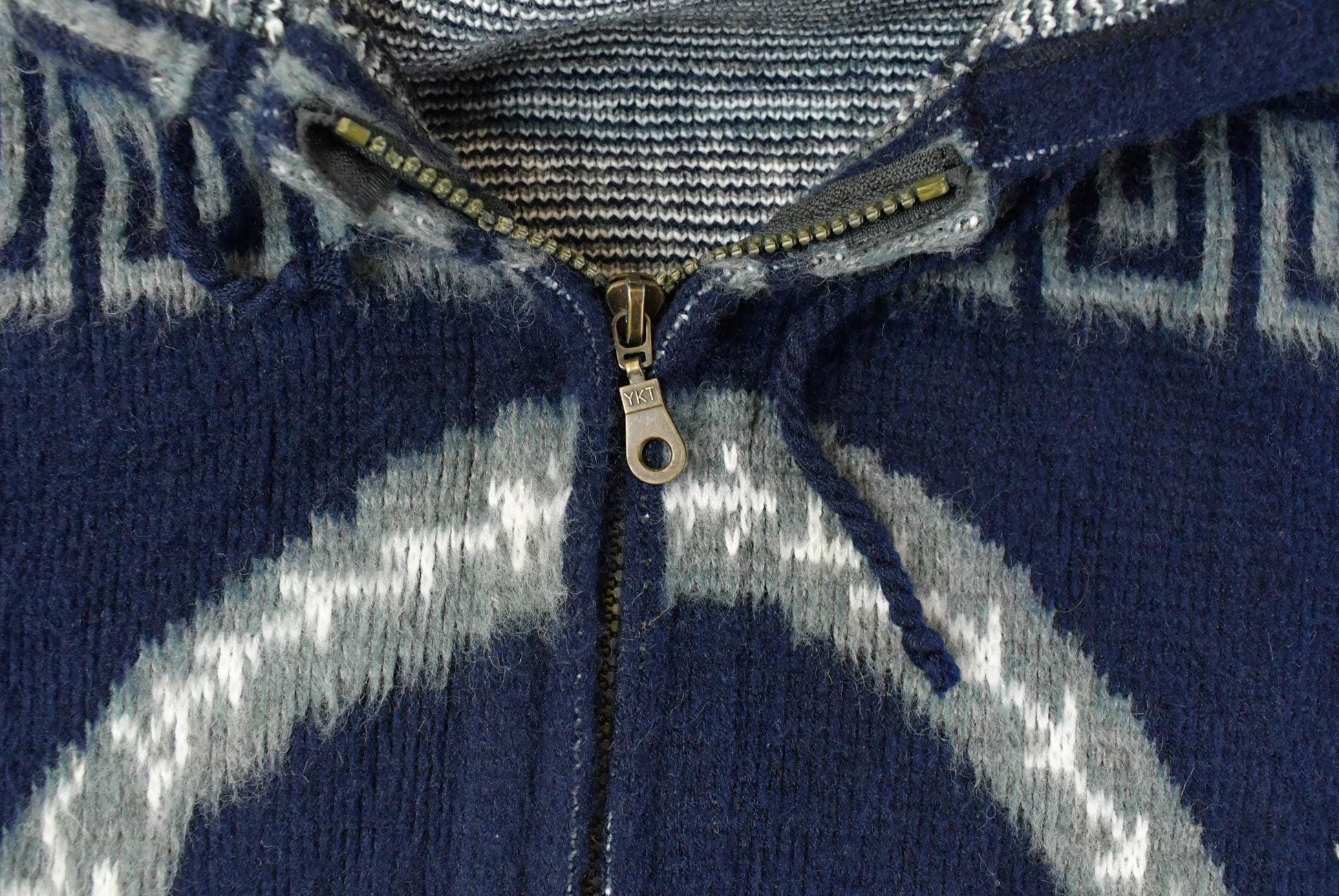 Vintage 1990s Ruminahui Native Wool Full Zip Knit Hoodie Sweater Men's XL from propervintagecanada