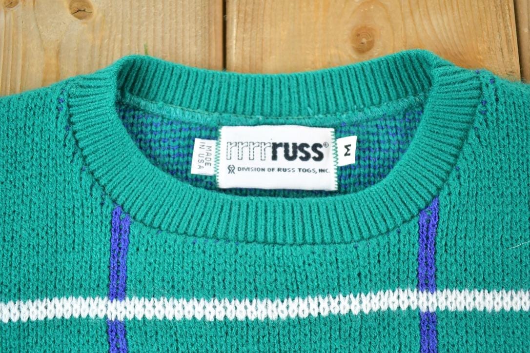 Vintage 1990s Russ Knit Abstract Pattern Crewneck Sweater Vest Women's M from propervintagecanada