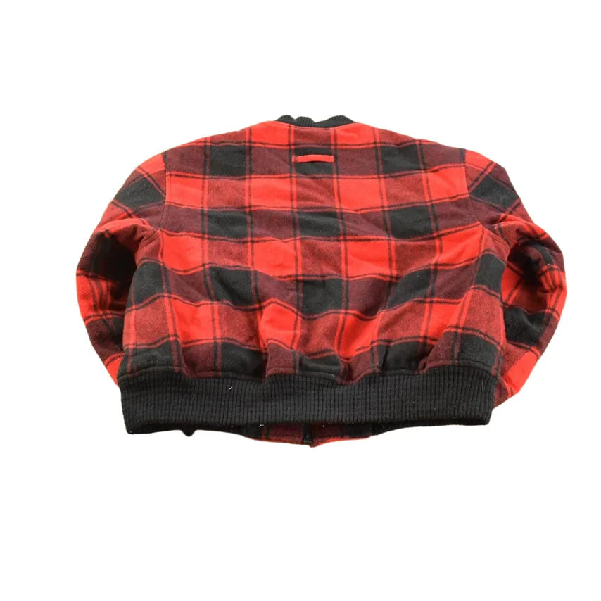 Vintage 1990s Russ Studio Buffalo Check Plaid Wool Bomber Jacket Men's M / 90s Streetwear / Outdoorsman / Lumberjack from propervintagecanada