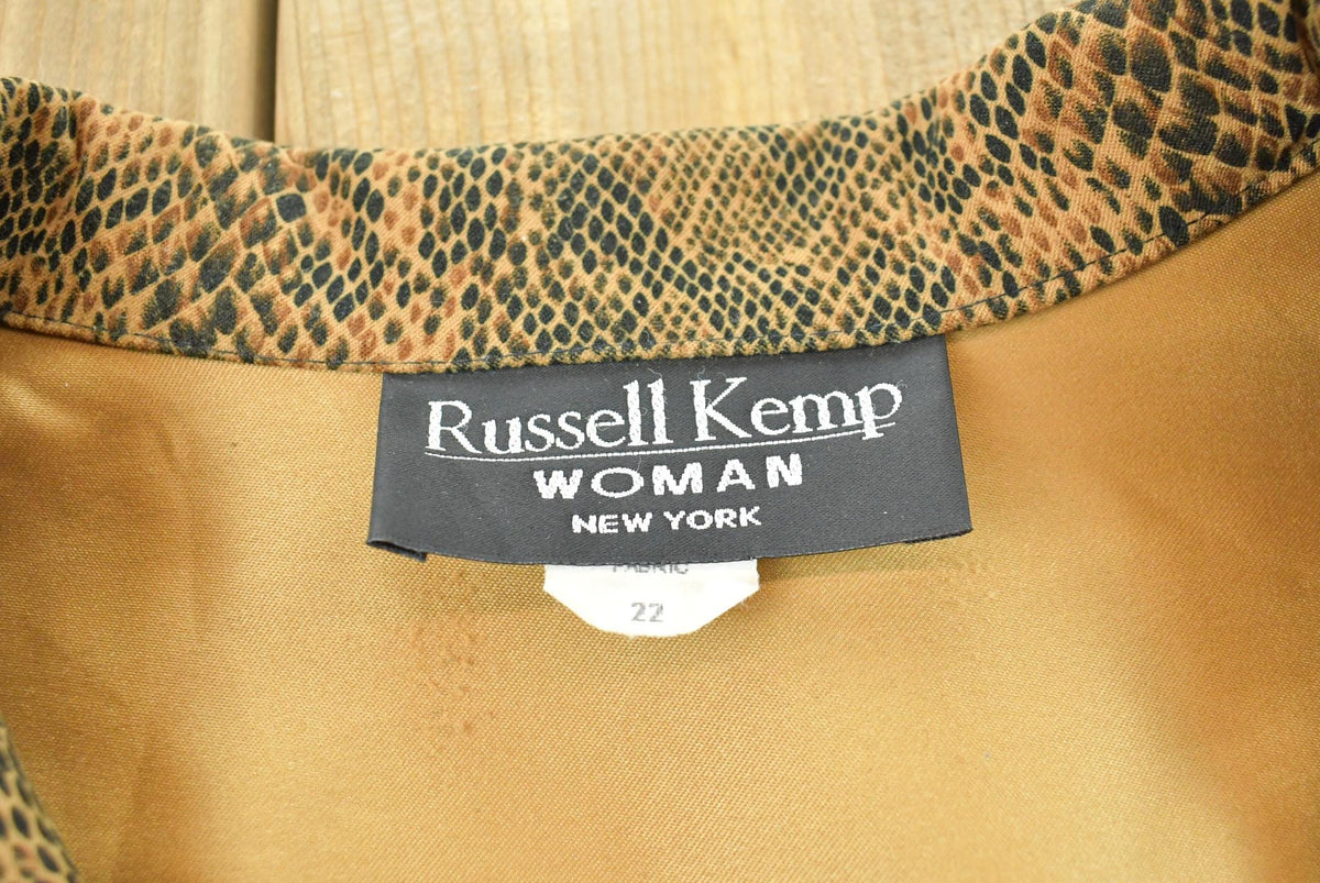Vintage 1990s Russel Kemp Faux Snakeskin Pattern Blazer Jacket Women's 2XL from propervintagecanada
