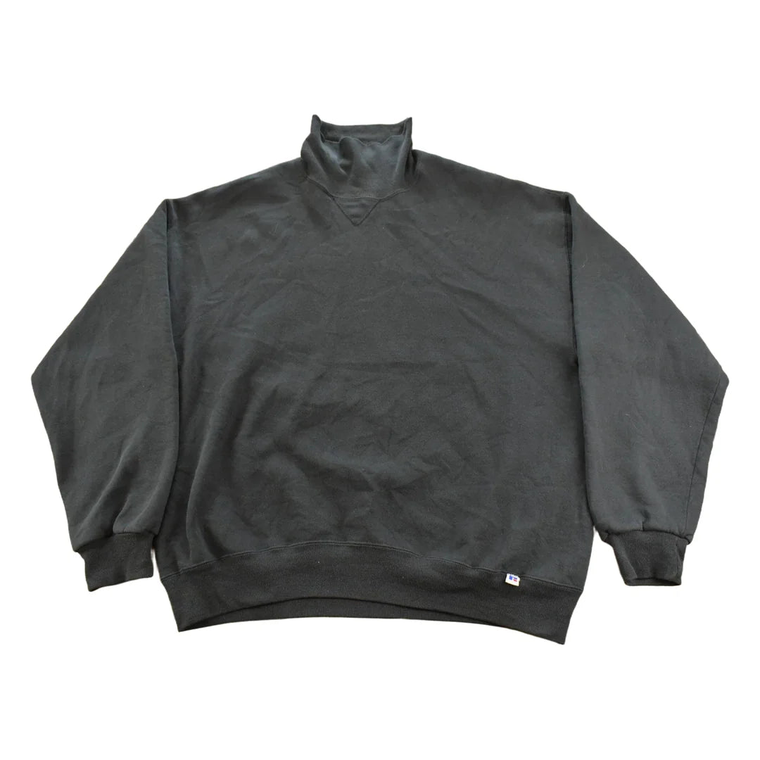 Vintage 1990s Russell Athletic Blank Black Turtleneck Sweatshirt Men's L from propervintagecanada