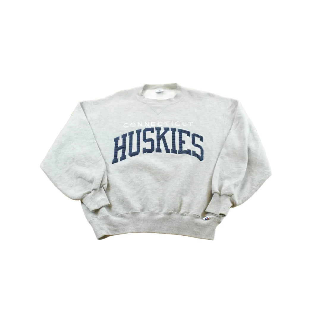 Vintage 1990s Russell Athletic Connecticut Huskies University Embroidered Crewneck Men's M from propervintagecanada