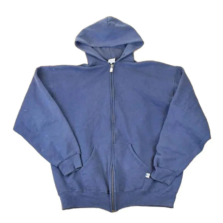 Vintage 1990s Russell Athletic Full Zip Blank Hoodie Sweatshirt Men's L from propervintagecanada