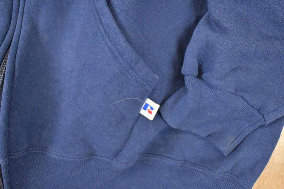 Vintage 1990s Russell Athletic Full Zip Blank Hoodie Sweatshirt Men's L from propervintagecanada