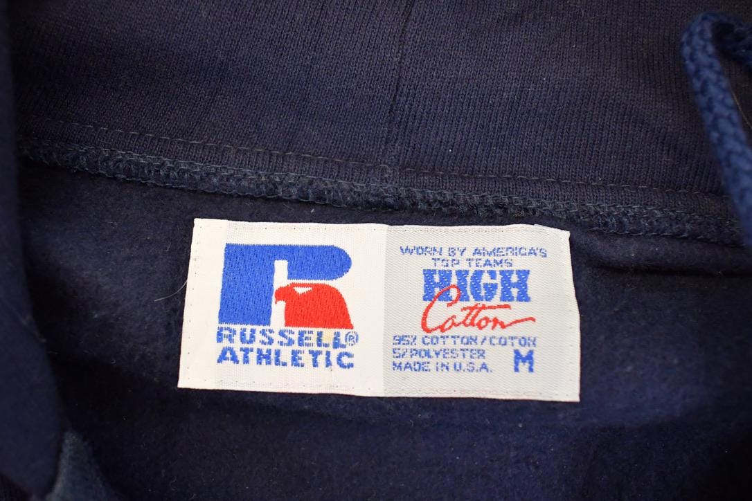 Vintage 1990s Russell Athletic High Cotton Full Zip Blank Crewneck Sweatshirt Men's M from propervintagecanada