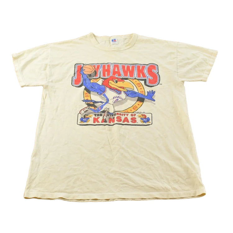 Vintage 1990s Russell Athletic NCAA Basketball University of Kansas Jayhawks Collegiate T-Shirt Men's L from propervintagecanada