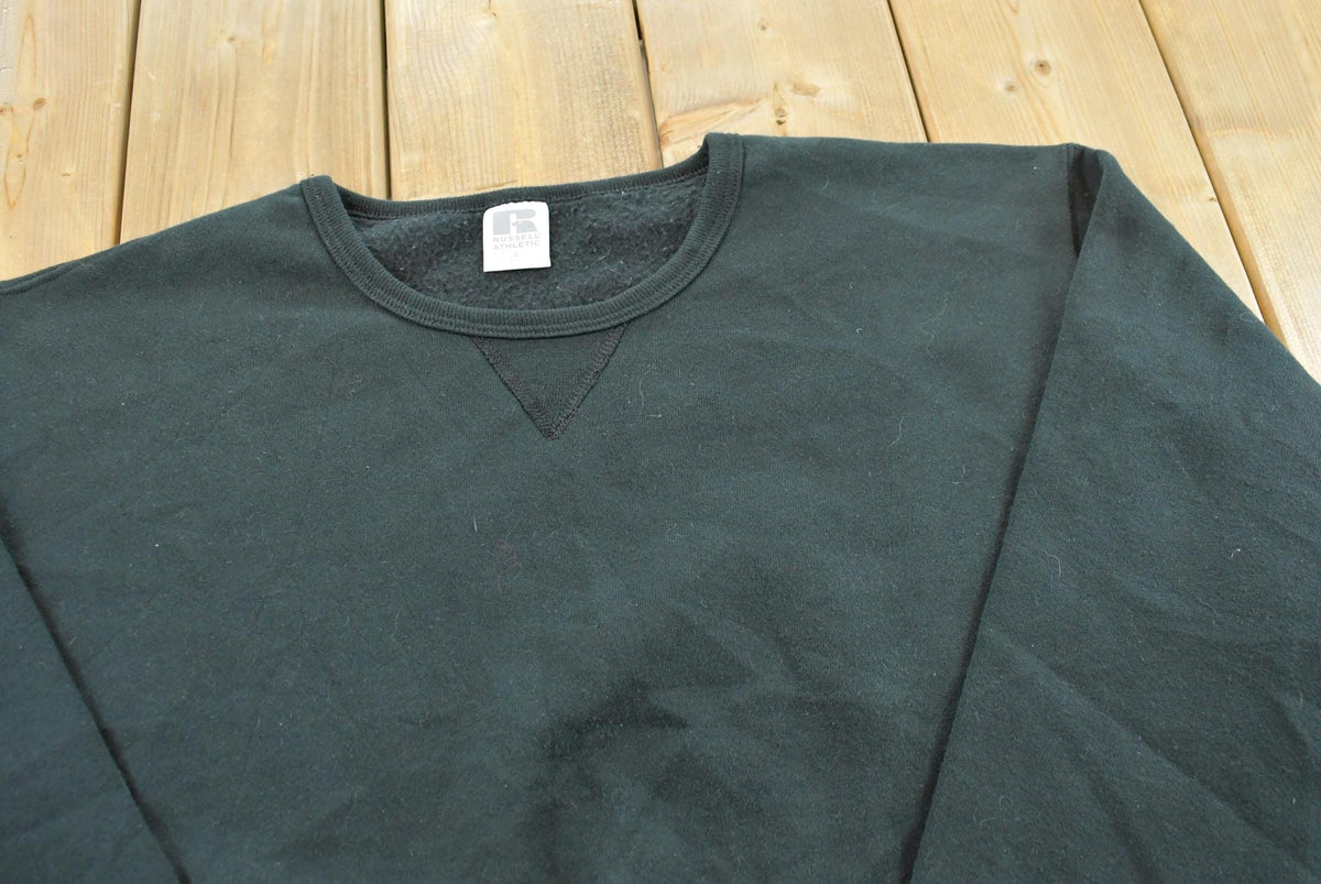 Vintage 1990s Russell Athletics Blank Black Crewneck Sweatshirt Men's S from propervintagecanada