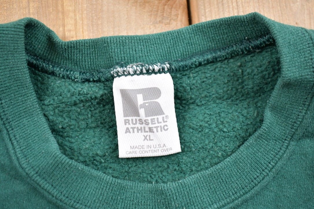 Vintage 1990s Russell Athletics Blank Green Crewneck Sweatshirt Men's Medium from propervintagecanada