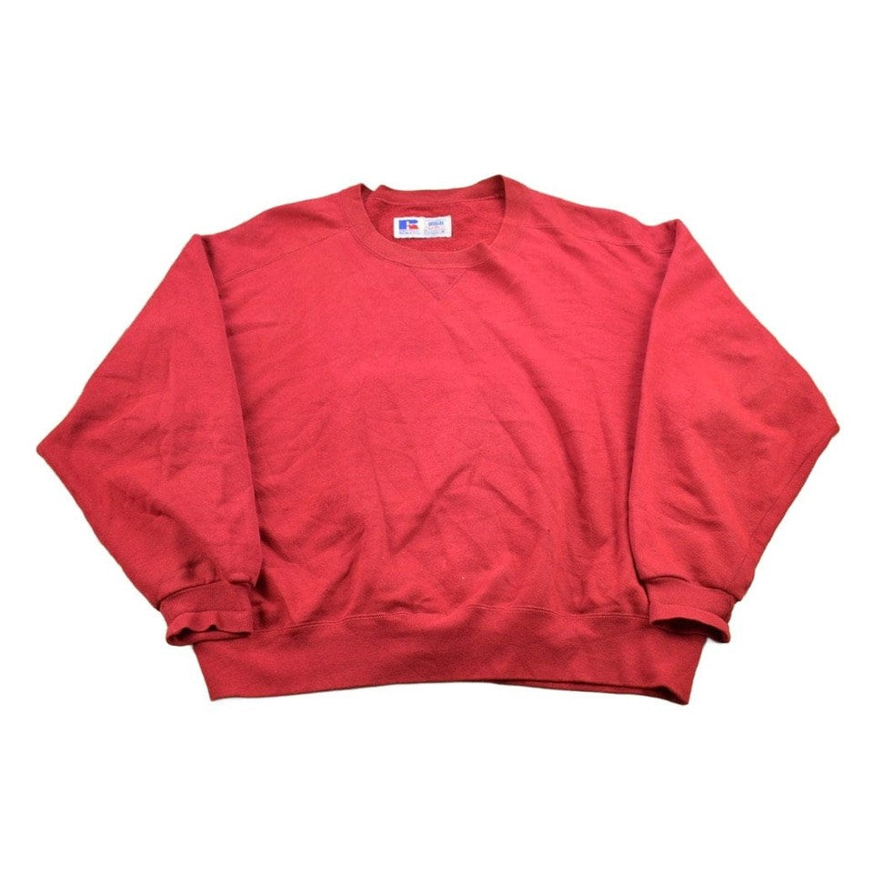Vintage 1990s Russell Athletics Blank Red Crewneck Sweatshirt Men's Medium from propervintagecanada