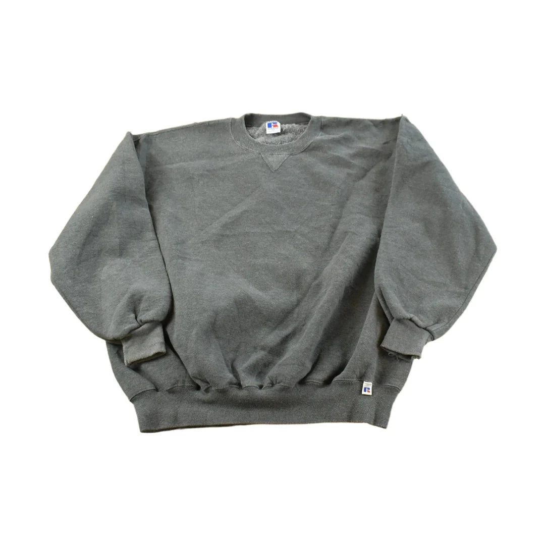 Vintage 1990s Russell Athletics Dark Gray Blank Crewneck Sweatshirt Men's XL from propervintagecanada