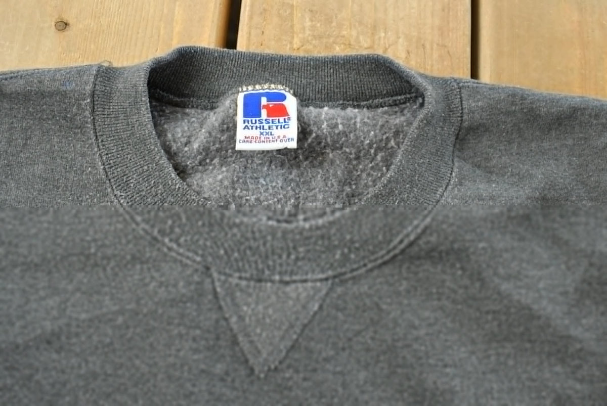 Vintage 1990s Russell Athletics Dark Gray Blank Crewneck Sweatshirt Men's XL from propervintagecanada