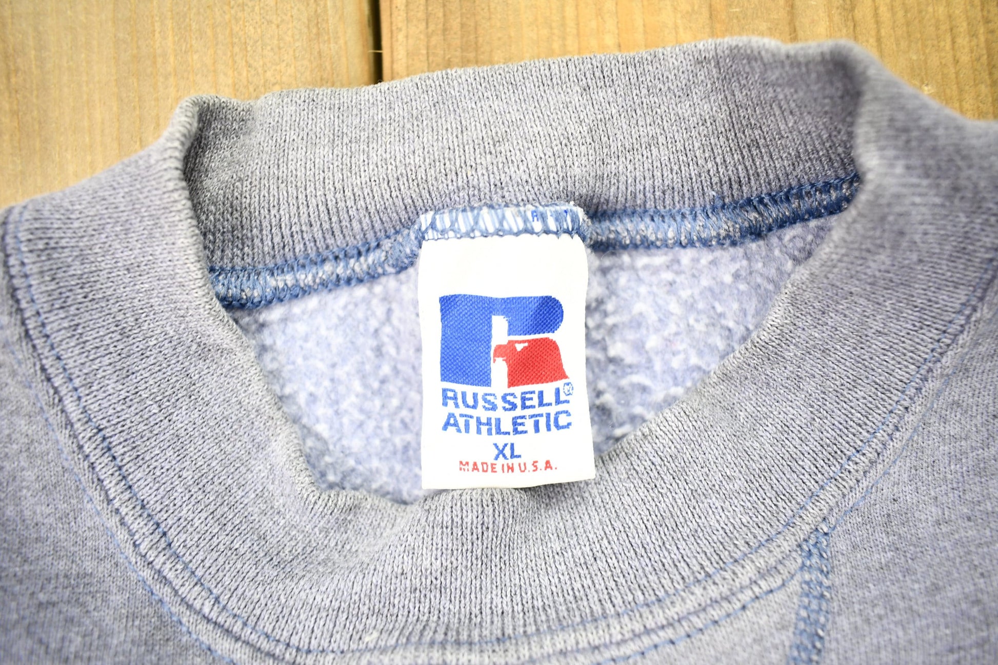 Vintage 1990s Russell Athletics Grey Blank Crewneck Sweatshirt Men's Large from propervintagecanada
