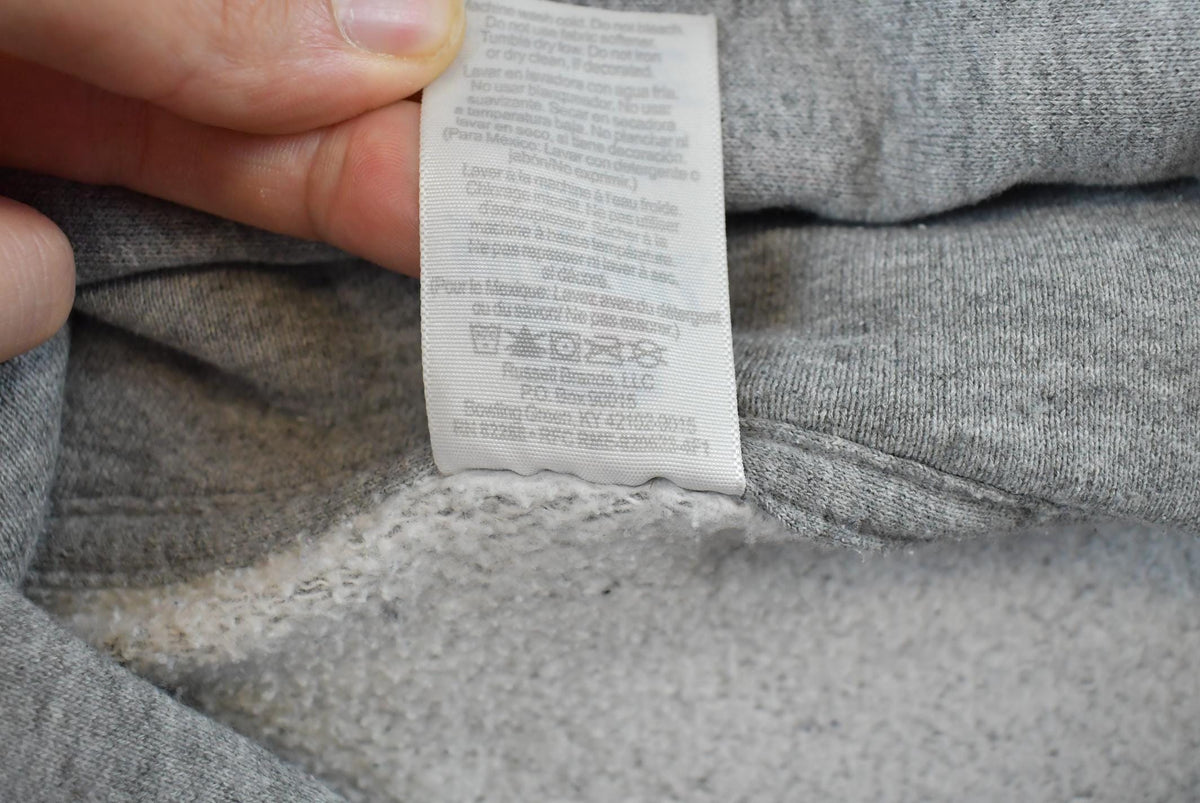 Vintage 1990s Russell Full Zip Blank Grey Hoodie Sweatshirt Men's L from propervintagecanada