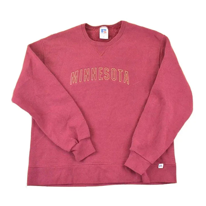 Vintage 1990s Russell Minnesota Embroidered University Crewneck Sweater Womens XL from propervintagecanada