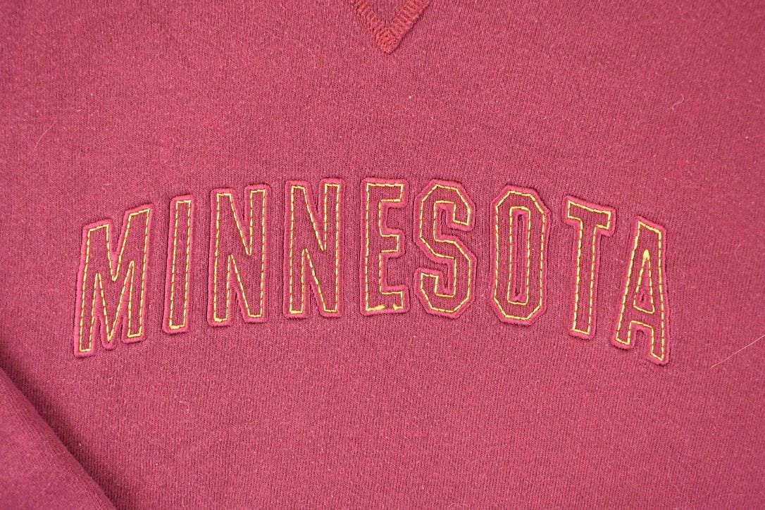 Vintage 1990s Russell Minnesota Embroidered University Crewneck Sweater Womens XL from propervintagecanada