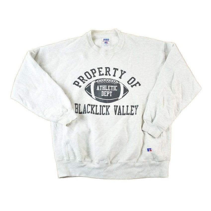Vintage 1990s Russell Pro Cotton Property Of Blacklick Valley Football Cross Grain University Crewneck Mens XL from propervintagecanada