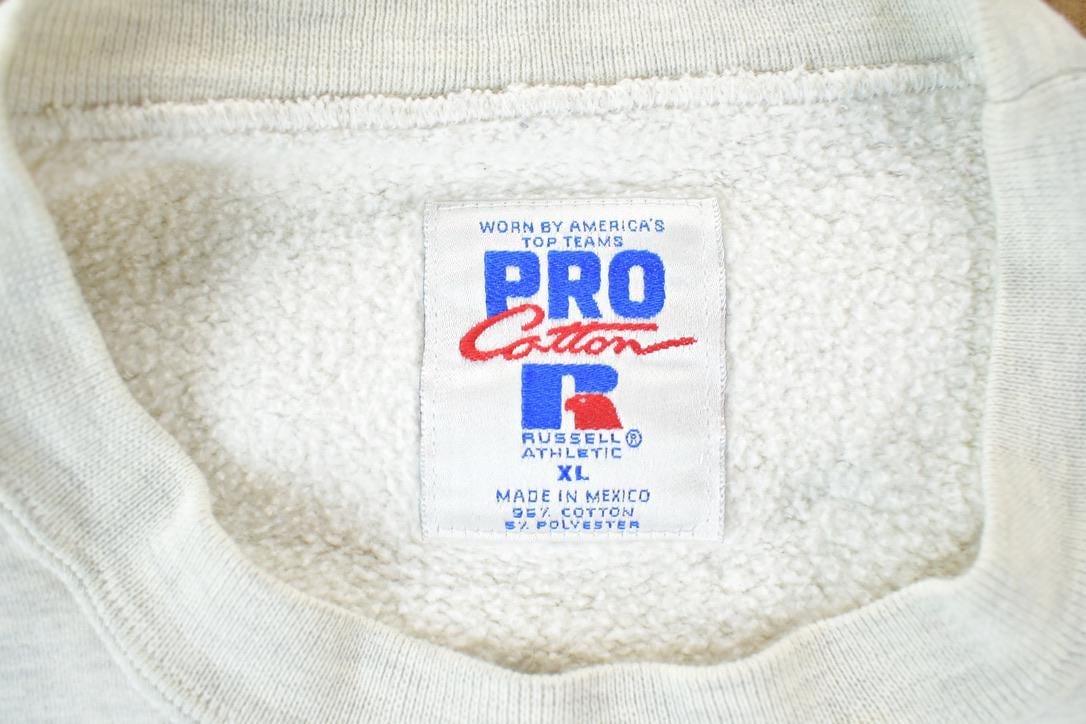 Vintage 1990s Russell Pro Cotton Property Of Blacklick Valley Football Cross Grain University Crewneck Mens XL from propervintagecanada