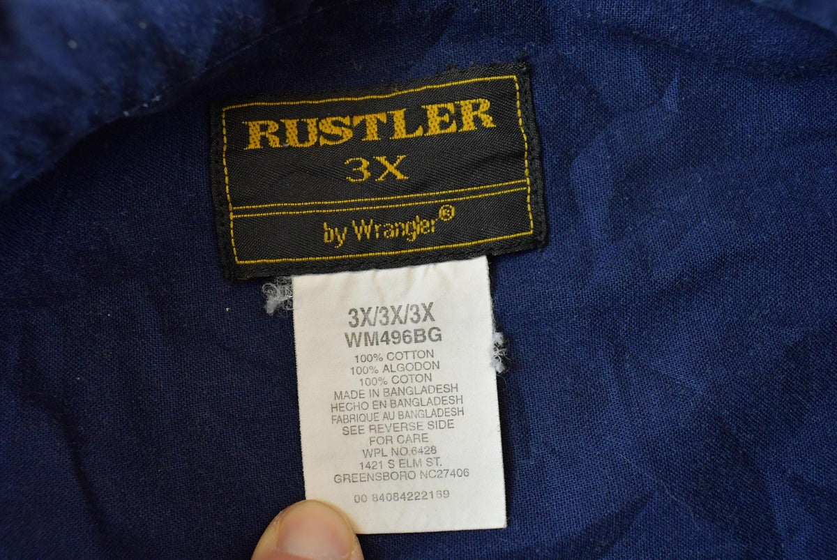 Vintage 1990s Rustler By Wrangler Western Theme Short Sleeve Button Up Shirt Men's 3XL from propervintagecanada