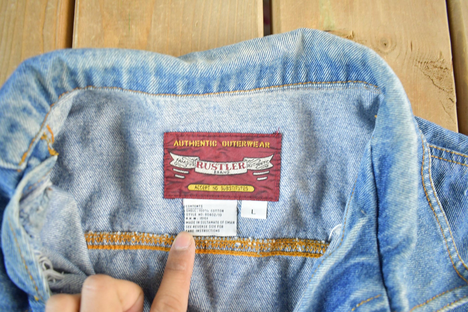 Vintage 1990s Rustler Denim Jean Trucker Jacket Men's Large from propervintagecanada