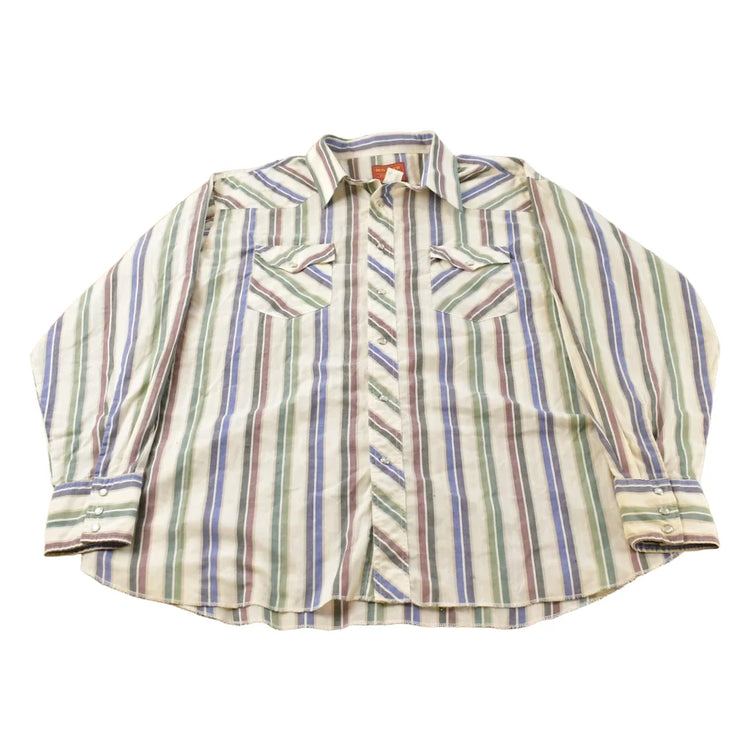 Vintage 1990s Rustler Striped Button Up Flannel Shirt Men's 2XL from propervintagecanada