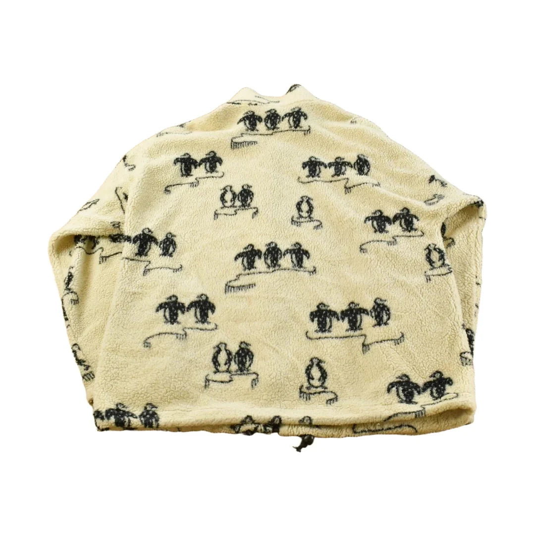 Vintage 1990s S.K. Pepper Penguin Fleece Sweater ��� All Over Print Outdoorsman Made in USA from propervintagecanada