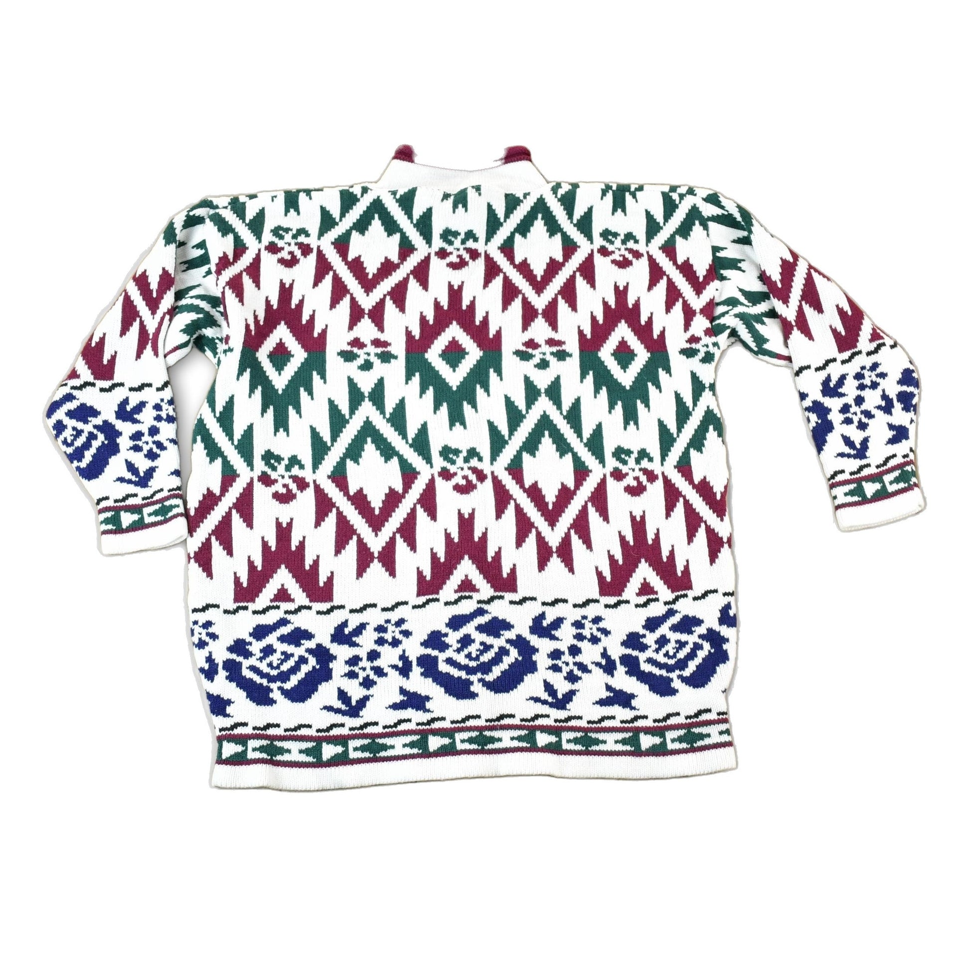 Vintage 1990s S Louis Knit Abstract Pattern Holiday Crewneck Sweater Mens XL from propervintagecanada