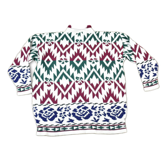Vintage 1990s S Louis Knit Abstract Pattern Holiday Crewneck Sweater Mens XL from propervintagecanada