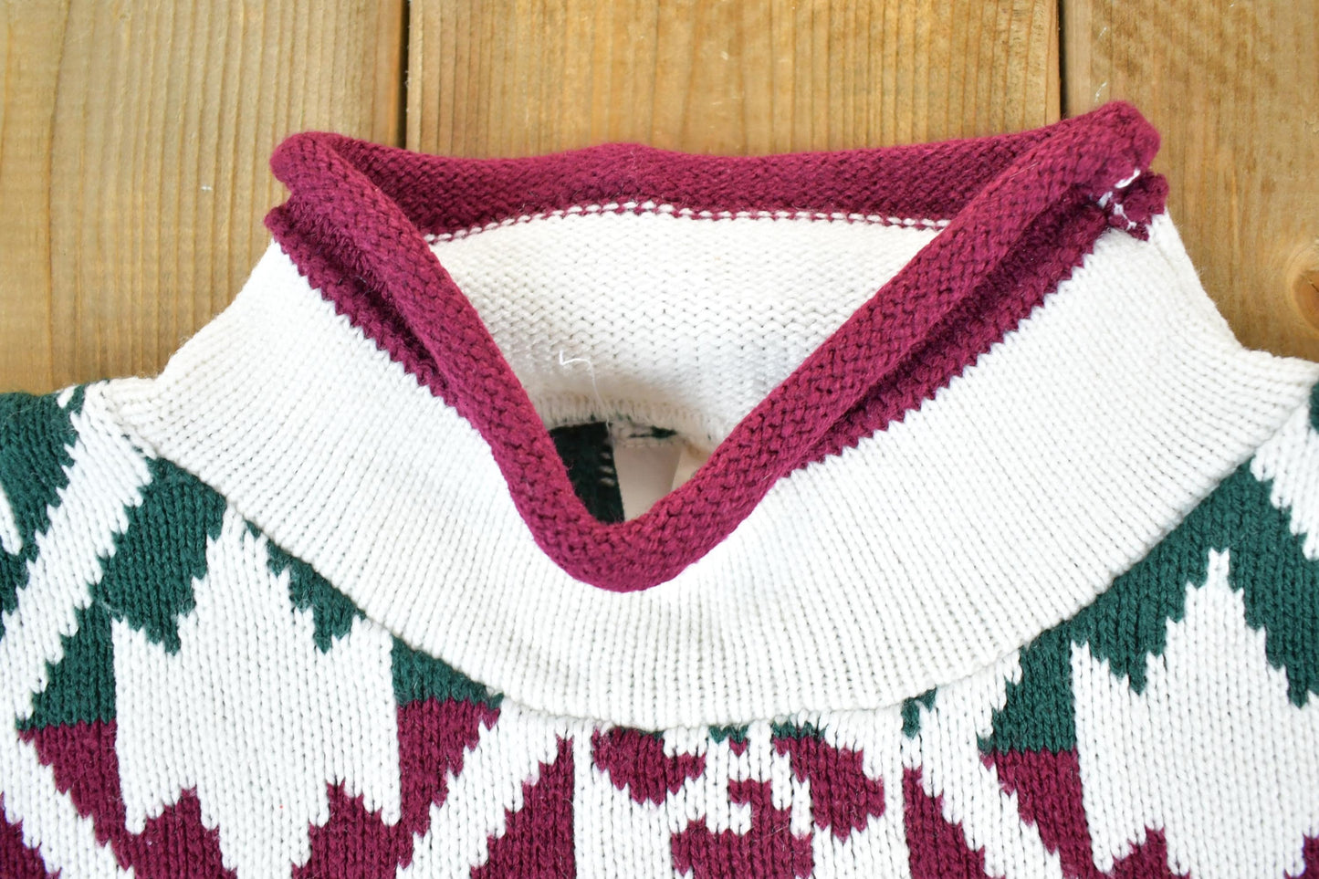 Vintage 1990s S Louis Knit Abstract Pattern Holiday Crewneck Sweater Mens XL from propervintagecanada