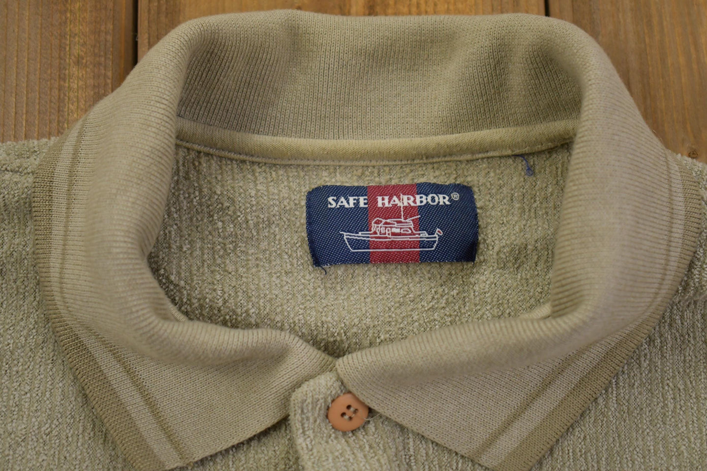 Vintage 1990s Safe Harbor Knitted Rugby Sweatshirt Men's Large from propervintagecanada