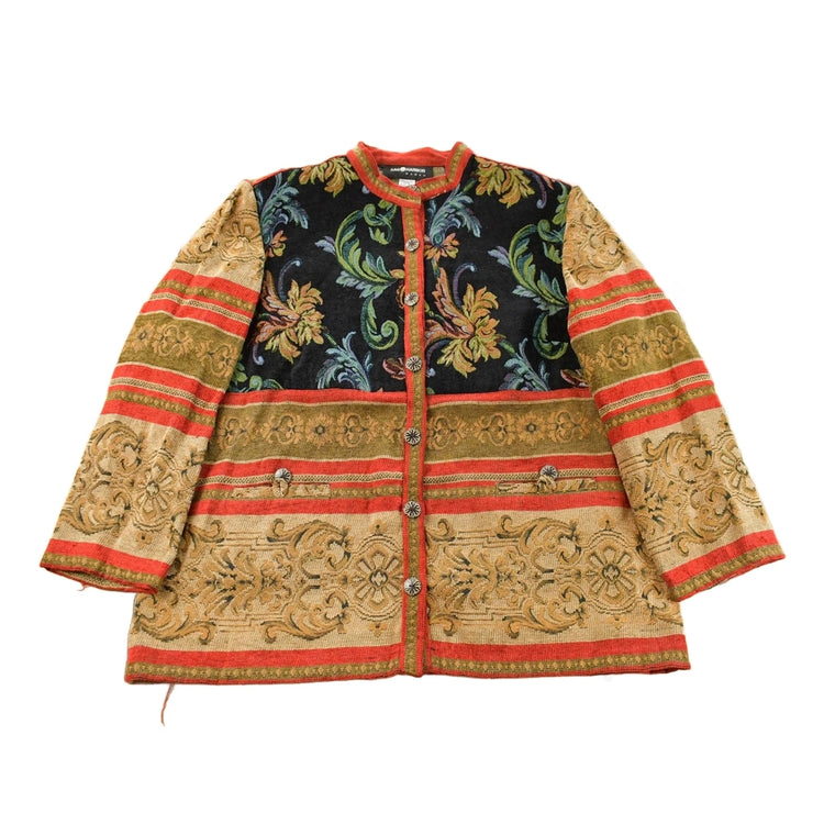 Vintage 1990s Sag Harbor Paisley Floral Tapestry Patchwork Jacket Women's 2X / All Over Print / Boho Hippie from propervintagecanada