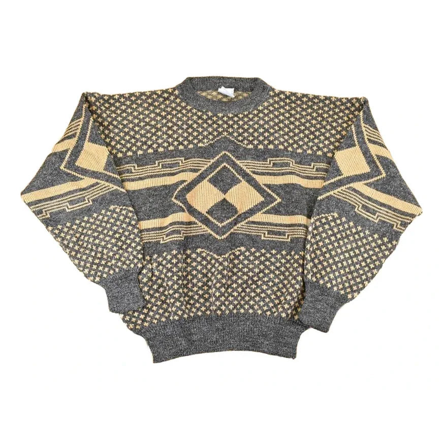 Vintage 1990s Saga Abstract Knit Sweater Men's L from propervintagecanada