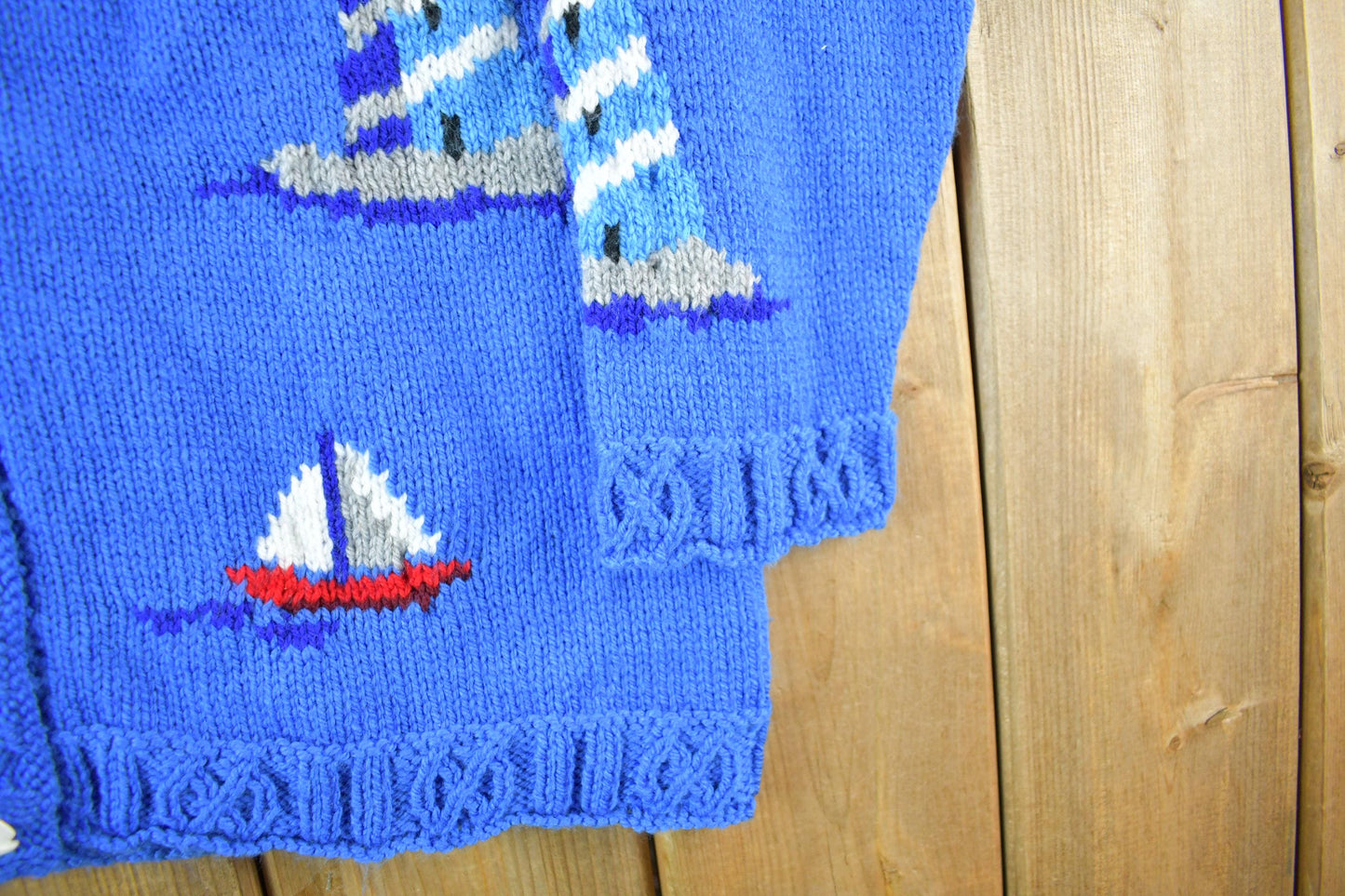 Vintage 1990s Sailing Nautical Knit Cardigan Sweater Women's Medium from propervintagecanada