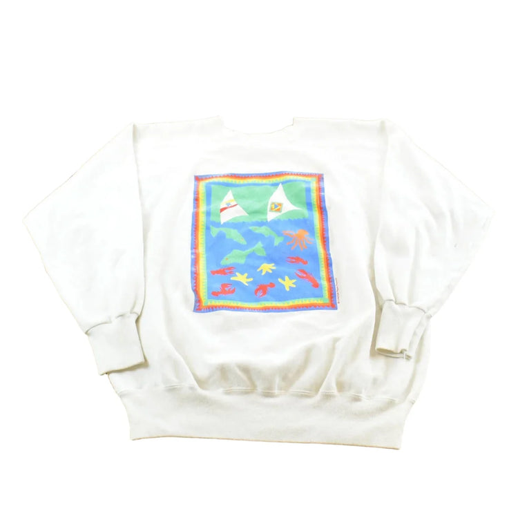 Vintage 1990s Sailing Ocean Fish Theme Crewneck Sweatshirt Mens M from propervintagecanada