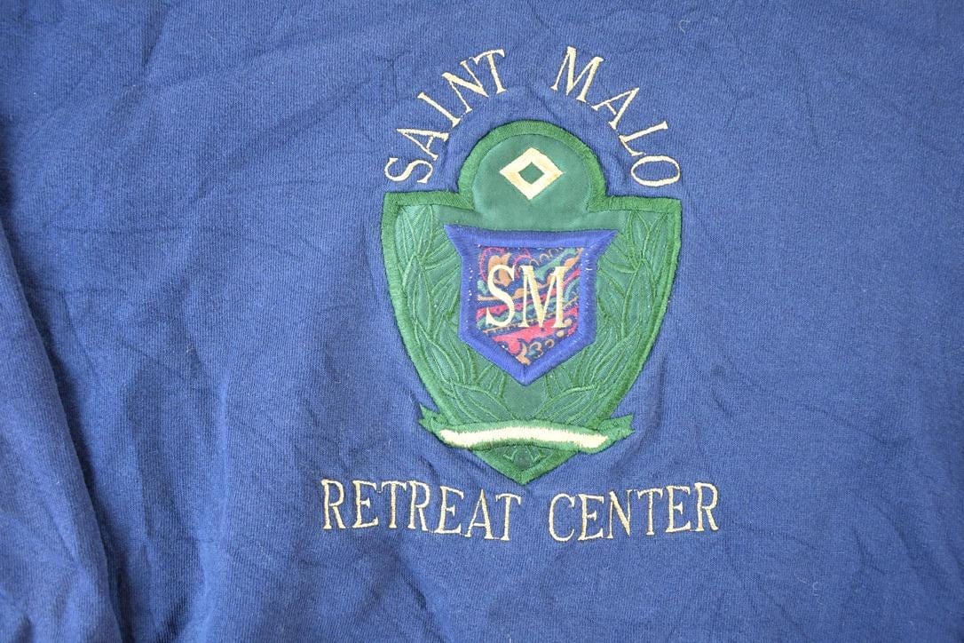 Vintage 1990s Saint Malo Retreat Center Souvenir Crewneck Sweatshirt Made In USA Men's Large from propervintagecanada