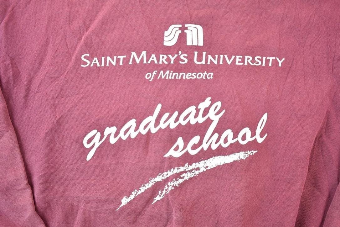 Vintage 1990s Saint Mary's University Graduate School Crewneck Made In USA Men's XL from propervintagecanada