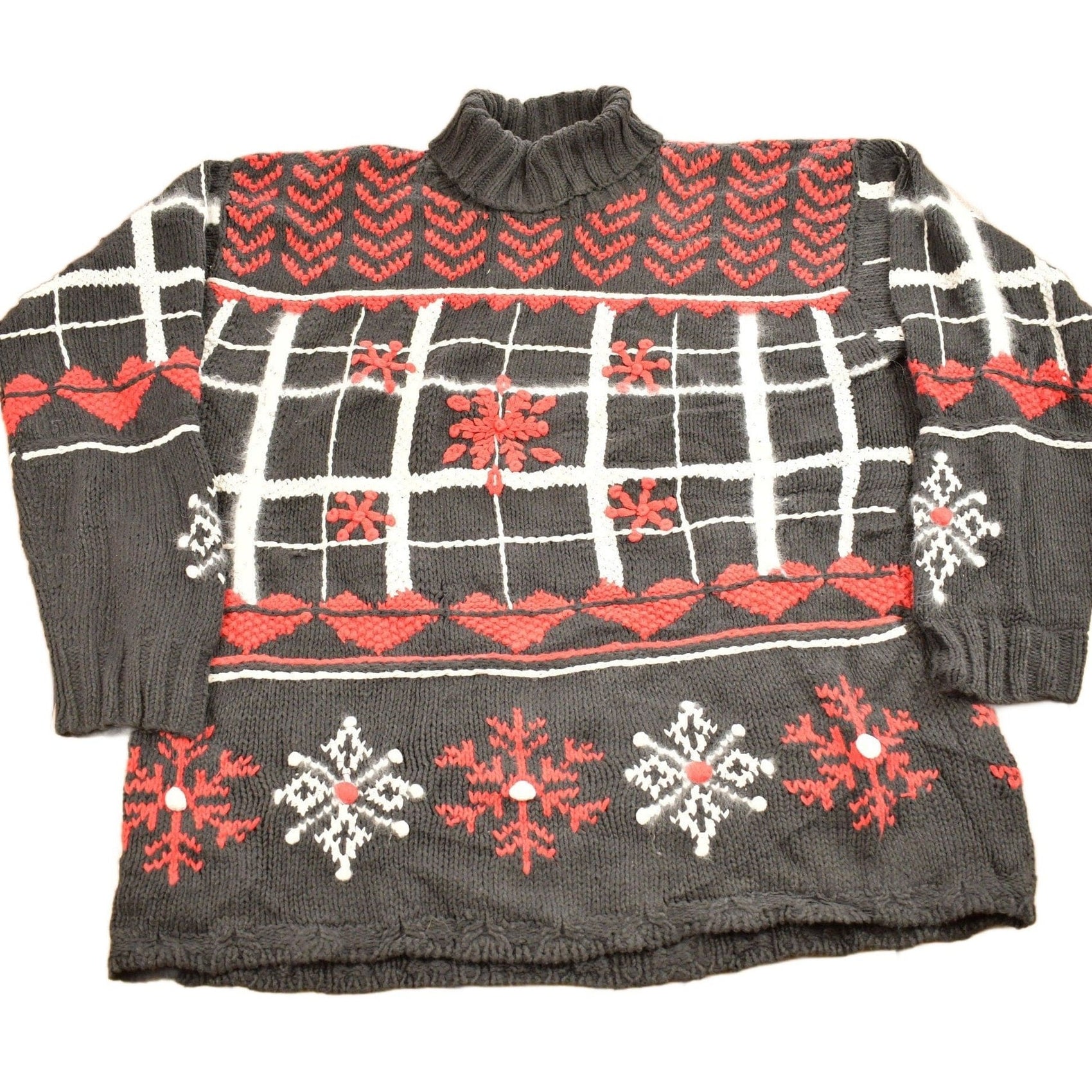 Vintage 1990s Saks Fifth Avenue Winter Theme Turtleneck Sweater Men's Medium from propervintagecanada