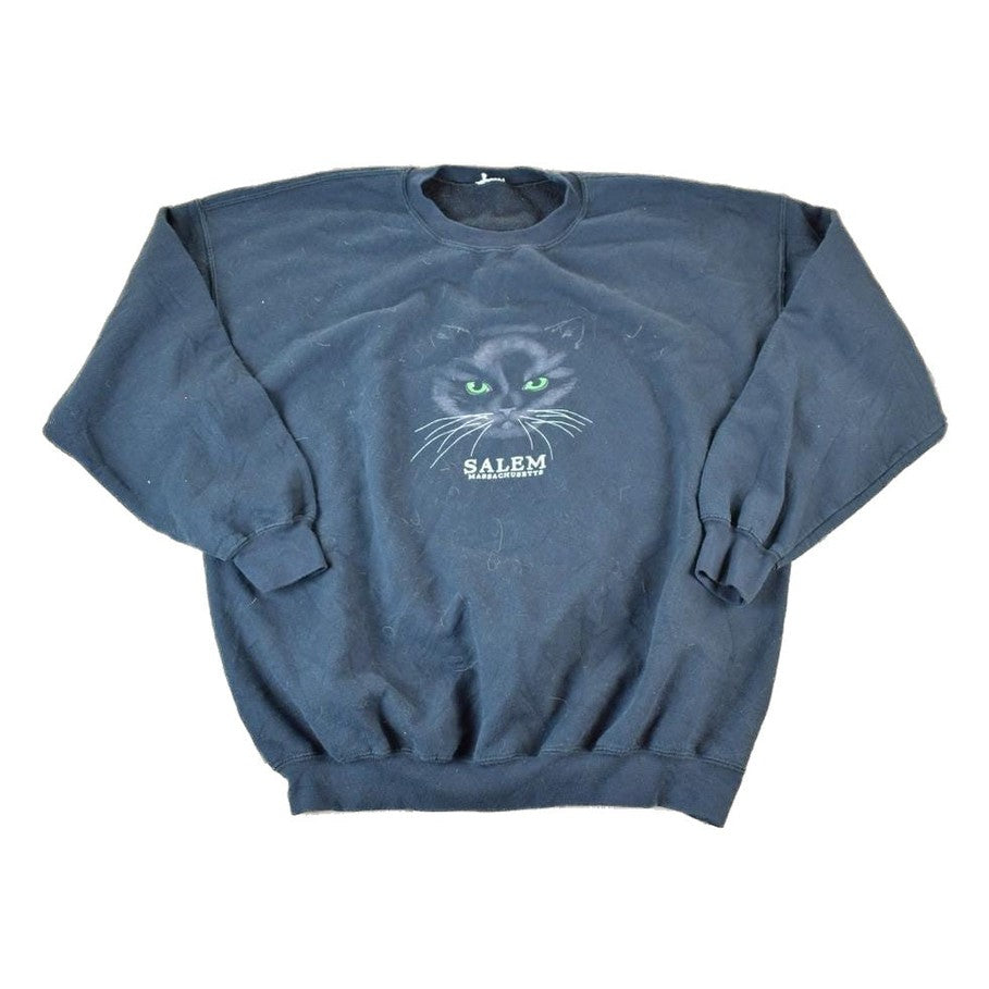 Vintage 1990s Salem Massachusetts Black Cat Heavyweight Crewneck Sweatshirt Mens XL from propervintagecanada