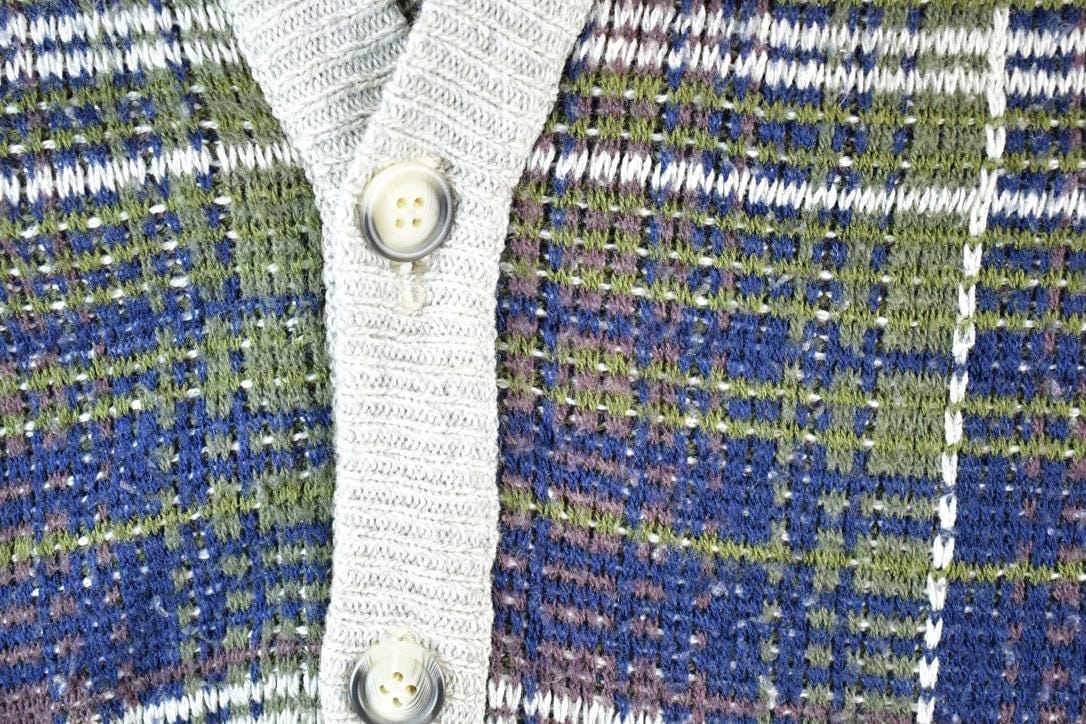 Vintage 1990s Salmon River Traders Tall Man Knit Abstract Pattern Cardigan Sweater Mens XXXL from propervintagecanada