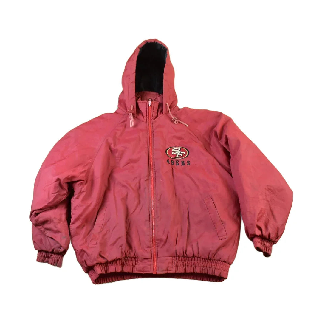 Vintage 1990s San Francisco 49ers Hooded NFL Game Day Football Jacket from propervintagecanada