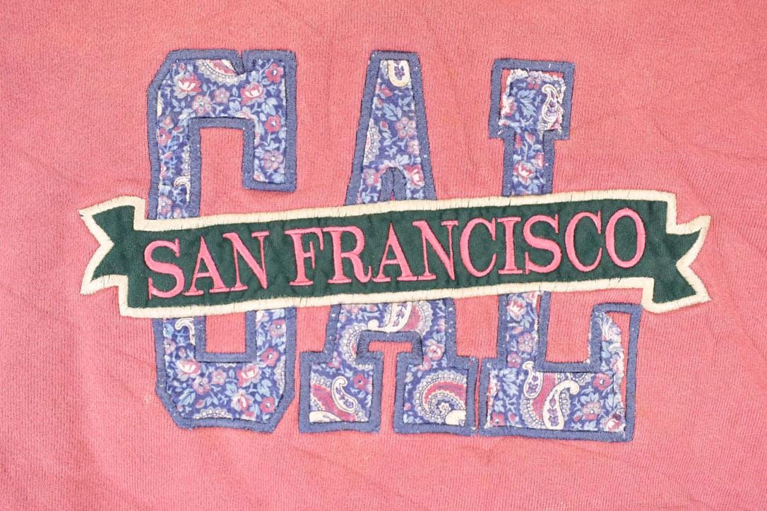 Vintage 1990s San Francisco Gal Paisley Embroidered Letters Crewneck Sweatshirt Mens L from propervintagecanada