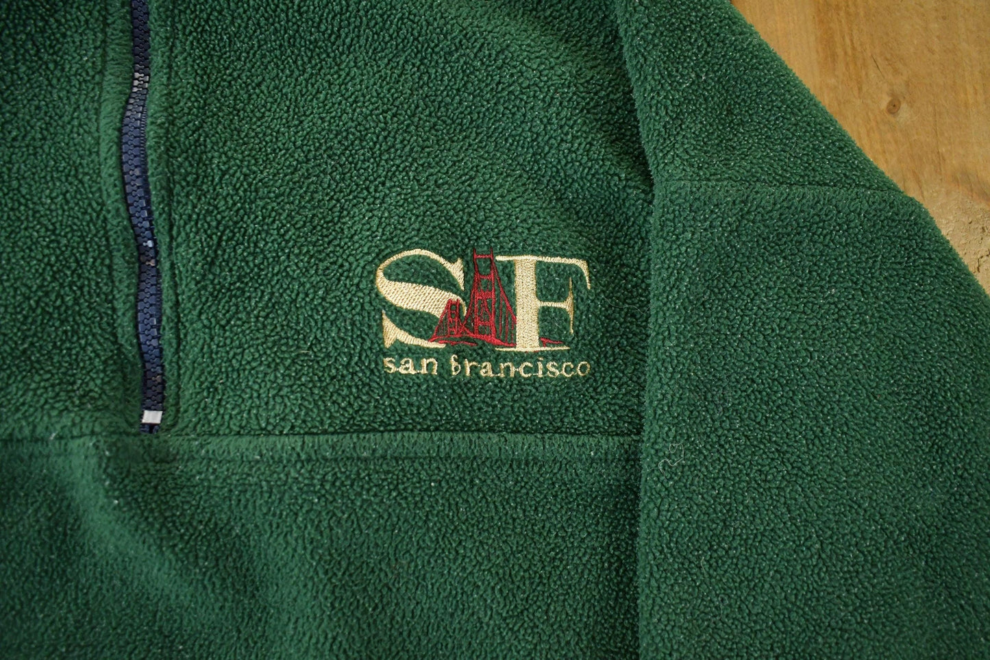 Vintage 1990s San Francisco Quarter Zip Fleece Sweatshirt Men's Medium from propervintagecanada