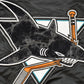 Vintage 1990s San Jose Sharks Starter NHL Satin Snap On Bomber Jacket Men's XS from propervintagecanada