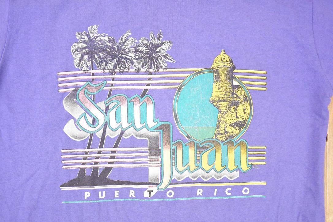 Vintage 1990s San Juan Puerto Rico Souvenir Travel T-Shirt Men's L from propervintagecanada