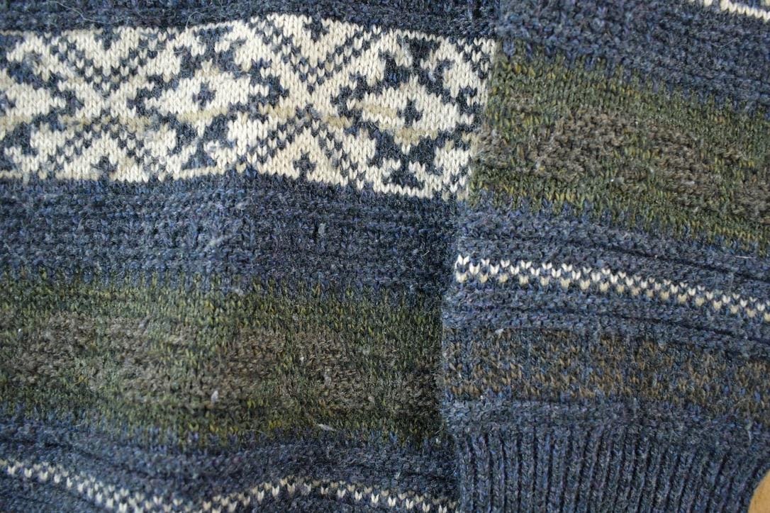 Vintage 1990s San Remo Knit Abstract Pattern Crewneck Sweater Men's Large from propervintagecanada