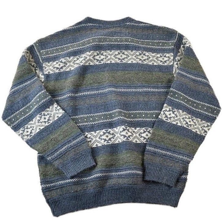 Vintage 1990s San Remo Knit Abstract Pattern Crewneck Sweater Men's Large from propervintagecanada