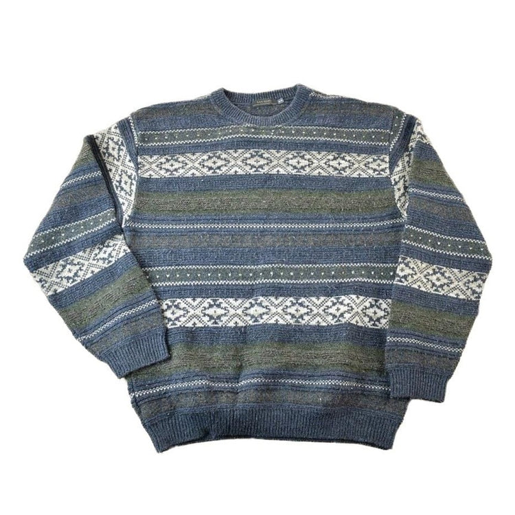 Vintage 1990s San Remo Knit Abstract Pattern Crewneck Sweater Men's Large from propervintagecanada