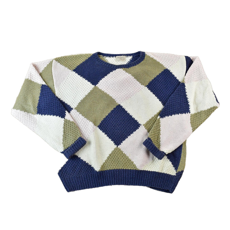 Vintage 1990s Sandhurst Hand Knit Silk & Cotton Crewneck Sweater Men's Large from propervintagecanada